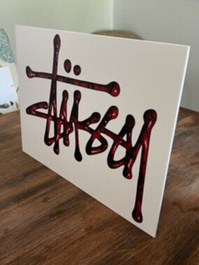 Custom Streetwear Blood Red STUSSY Graphic Wall Sign | 12" x 16" PVC Board Art
